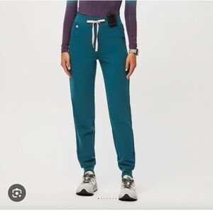 Figs Blue Track Pants with Elastic Cuffs and Drawstring Waistband